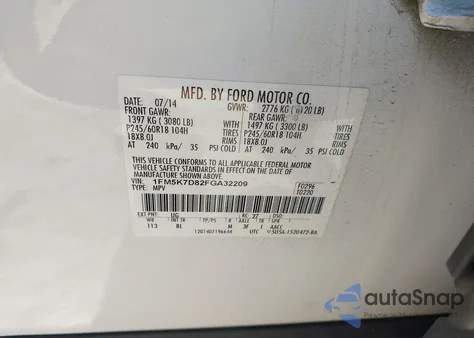 2015 Ford Explorer Xlt from USA, damaged, VIN 1FM5K7D82FGA32209